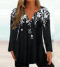 Plus-size women's casual floral print V-neck long-sleeve T-shirt top