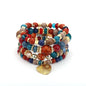 4pcs Boho Crystal Beads Chain Bracelet Set for Women Vintage Heart