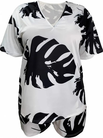 2 Pieces Set Sexy Plus Size Summer Fashion Women Set Female Tops Short