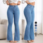 New Women's Elastic Slimming Bell Bottom Jeans Butt Lifting Waist