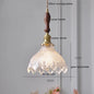DecorBites™ Green Glass LED Pendant Lamp with Copper Wood Handle for Modern Nordic Home Decor