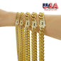 6-14mm Bling Gold Color Stainless Steel Cuban Miami Chains Necklaces