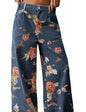 New Spring and Autumn Women's Loose Denim Flower Print Denim Pants Wide-leg Pants