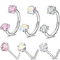6/2pcs Horseshoe Nose Rings with L-Shape Nose Stud, Stainless Steel