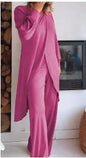 Casual Long Sleeve Tshirt Pants Set Office Lady Spring Summer Elegant