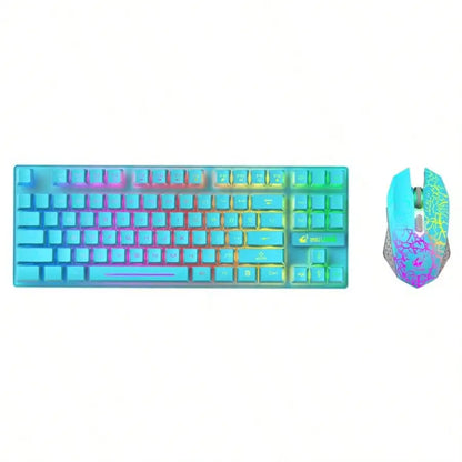 Free Wolf T87 Wireless Charging Keyboard Mouse Set Game Luminous Wireless Keyboard and Mouse Set