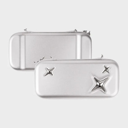 New Portable Carrying Case for Switch 2 Retro Silver Game Console Storage Bag Eva Hard Handbag Travel Bag Gaming Accessories