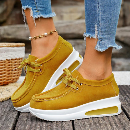 Basic Color Platform Loafers for Women Spring Light Thick Sole Wedge