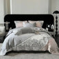 DecorBites™ Luxe Butterfly Flowers Embroidery Bedding Set with Duvet Cover Sheet Pillowcases 4Pcs