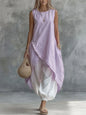 Casual Women Summer 2PCS Matching Set O-Neck Irregular Long Shirt