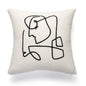 DecorBites™ Lambswool Face Embroidered Cushion Cover 45x45 - Beige White Abstract Art Pillowcase