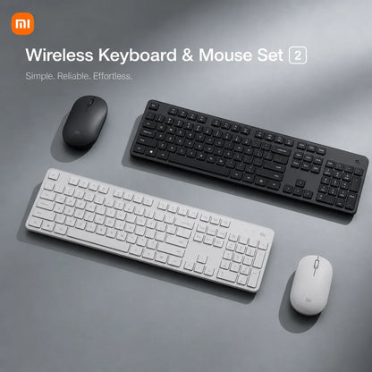 Xiaomi Keyboard and Mouse Set 2 2.4G Wireless Keyboard and Mouse Set Office Slim Keyboard 104Keys Smart Energy-saving Sleep Mode