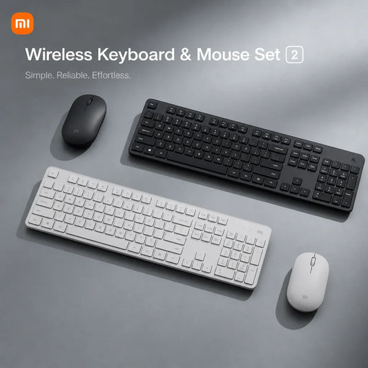 Xiaomi Keyboard and Mouse Set 2 2.4G Wireless Keyboard and Mouse Set Office Slim Keyboard 104Keys Smart Energy-saving Sleep Mode