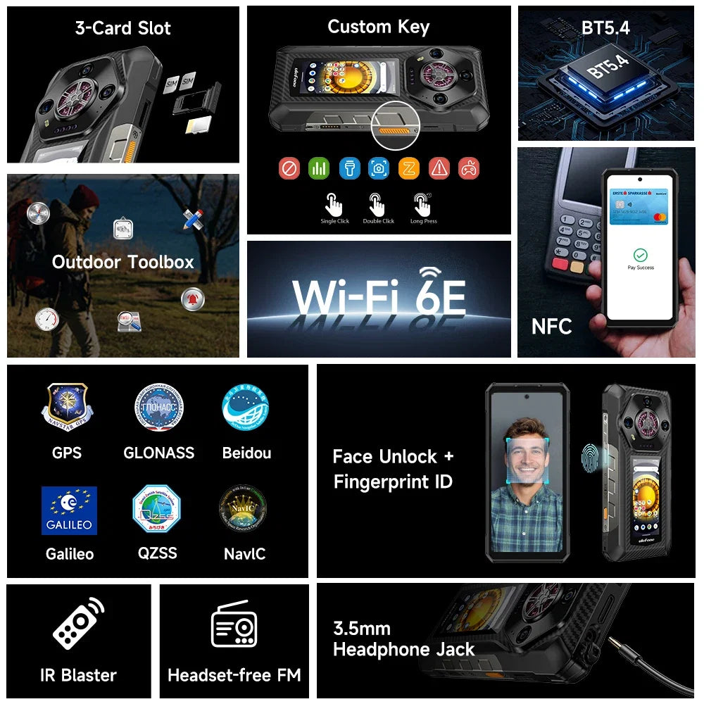 Ulefone Armor 30 Pro 5G Rugged Phone 6.9" 120Hz 32GB+512GB 12800mAh Night Camera 64MP NFC 66W Android 14 Smartphone