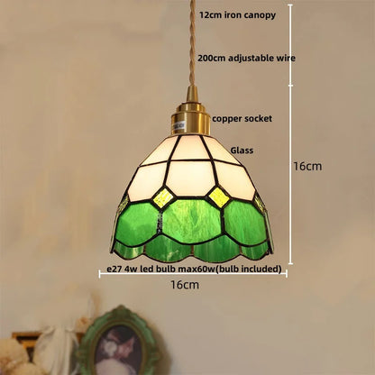 DecorBites™ Glass LED Pendant Lamp Tiffany Style Hand Stitch Dining Room Light