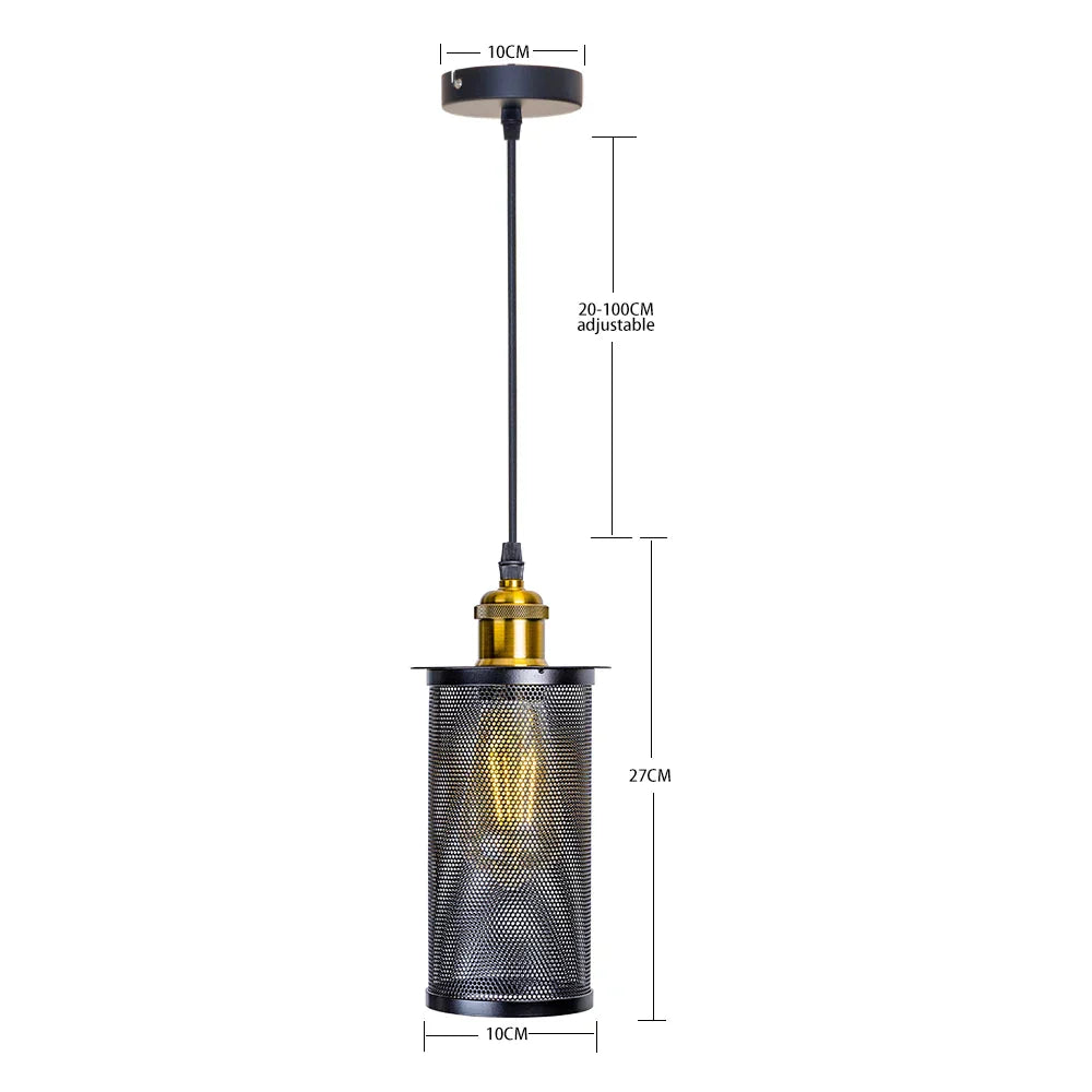 DecorBites™ Industrial Nordic Black Iron Cage Pendant Light Loft Hanging Lamp