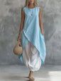 Casual Women Summer 2PCS Matching Set O-Neck Irregular Long Shirt