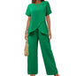 Casual Solid Suit Women Summer Fashion Round Neck Short Sleeve