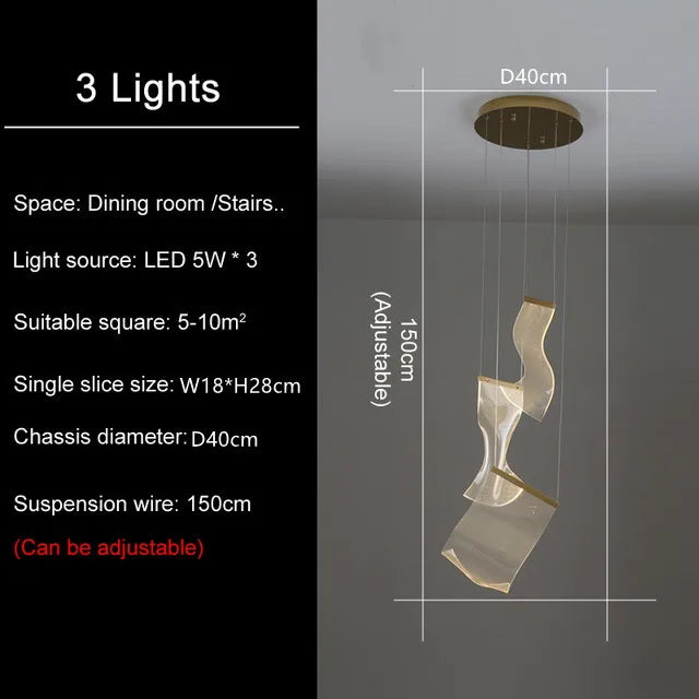DecorBites™ LED Ceiling Chandelier Stairs Pendant Lamp Modern Novelty Lighting Living Room Dining Room