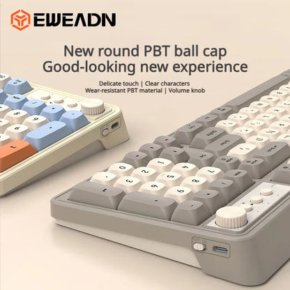 EWEADN V1 Stylish 3-Mode Wireless Combo Backlit Quiet Keyboard Mouse Ergonomic Desktop Kit