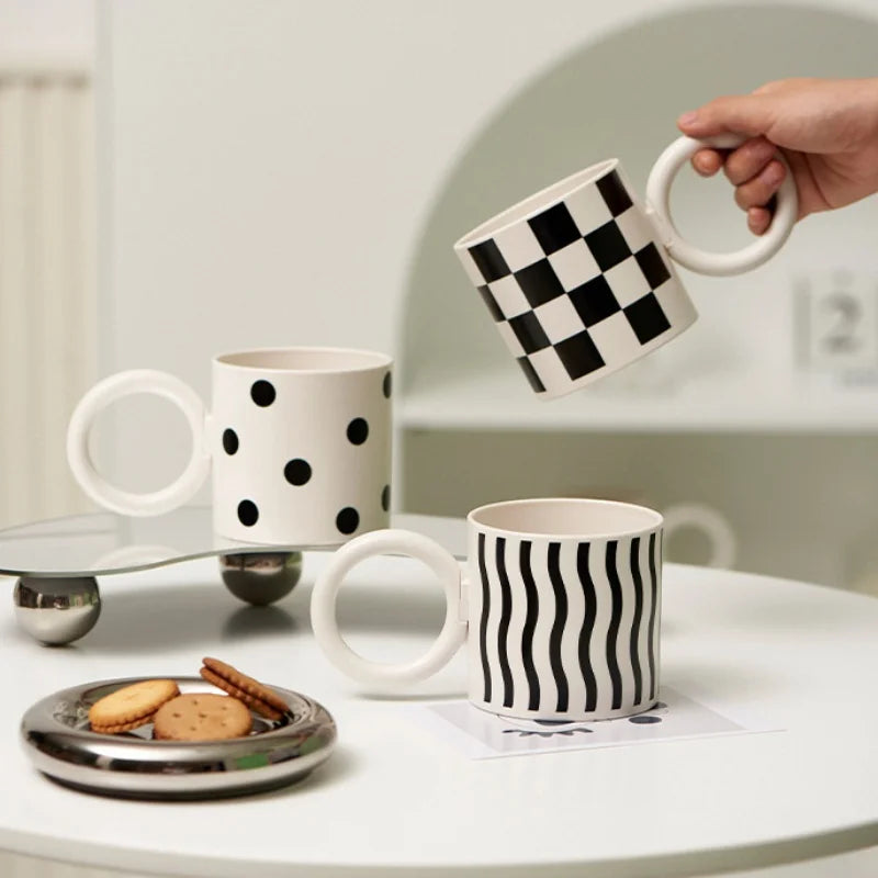 DecorBites™ Korean Style Fatty Mug Splash Ink Plastic Cup Couple Coffee Tea Drinkware