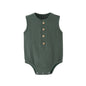Summer Solid Newborn Baby 100% Cotton Linen Bodysuits Boy Girl Sleeveless Romper Jumpsuit Soft Skin-friendly Thin Comfy