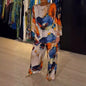 Casual Sets for Women 2 Pieces Summer Fashion Printed Satin Two Piece