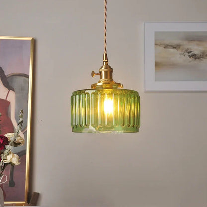 DecorBites™ Green Glass LED Pendant Light: Nordic Modern Hanging Lamp for Dining & Bedroom