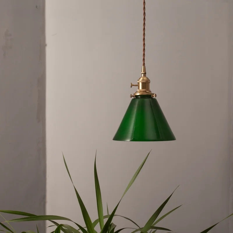 DecorBites™ Green Glass LED Pendant Light for Home Decor and Cafe Lighting