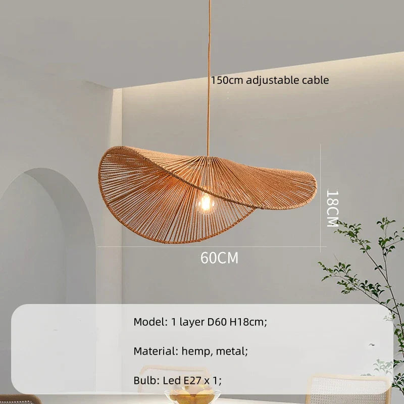 DecorBites™ Hemp Pendant Lights: Wabi Sabi LED Indoor Lighting Fixtures