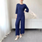 Spring New Women Handmade Pleated Pants Set Comfortable Casual Seven