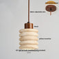 DecorBites™ Japanese Style LED Pendant Lights Wood Canopy Cement Lampshade