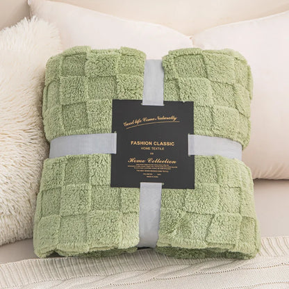Waffle Blanket, Winter Knitted Blanket, Jacquard Braid Blanket, Warm Gift Blanket ,for Bed Sheet or Sofa Cover Four-season