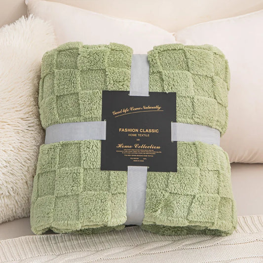 Waffle Blanket, Winter Knitted Blanket, Jacquard Braid Blanket, Warm Gift Blanket ,for Bed Sheet or Sofa Cover Four-season