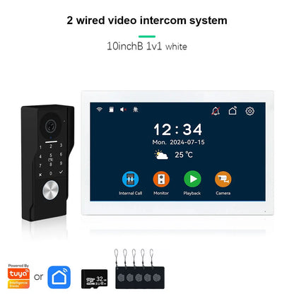 ANJIELO 2-Wire Video Door Phone with TUYA App IC Card PIN Unlock 24 IP Camera Support Smart Video Intercom System for Home 1080P