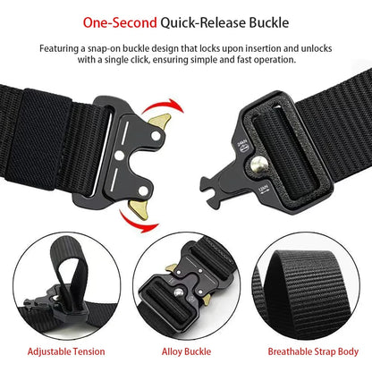 Tactical Belt for Men | All-Weather Nylon Canvas Combat Belt with Neutral Design, Built for Hunting & Outdoor Expeditions