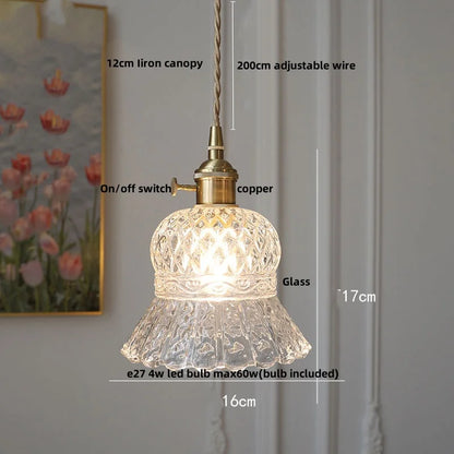 DecorBites™ Glass LED Pendant Lamp Modern Copper Socket Hanging Light
