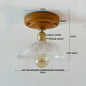 DecorBites™ Green Glass LED Ceiling Lamp Nordic Wood Copper Ceiling Lights