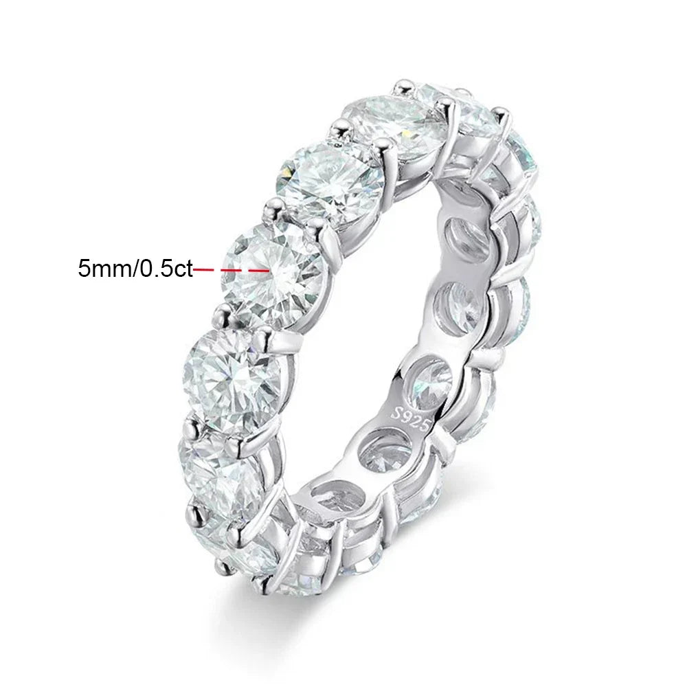 5mm D Color Moissanite Row Ring 925 Sterling Silver Diamond Wedding