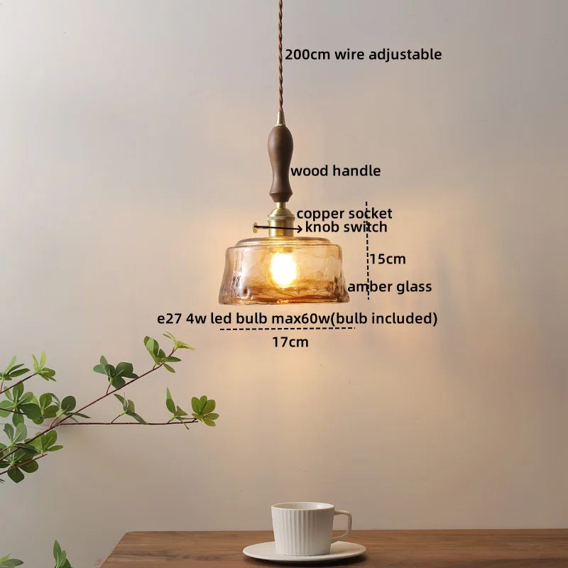 DecorBites™ Glass Copper LED Pendant Lights for Modern Style Dining Kitchen Bedroom