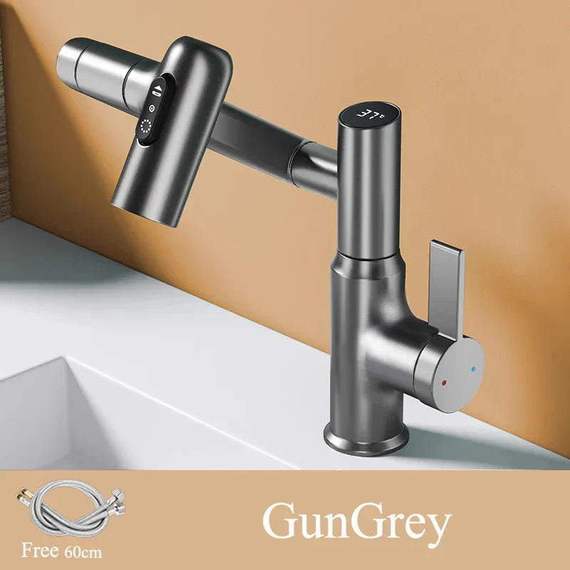 DecorBites™ LED Bathroom Basin Faucet 360 Rotation Mixer Sink Tap with Multifunction Stream Sprayer