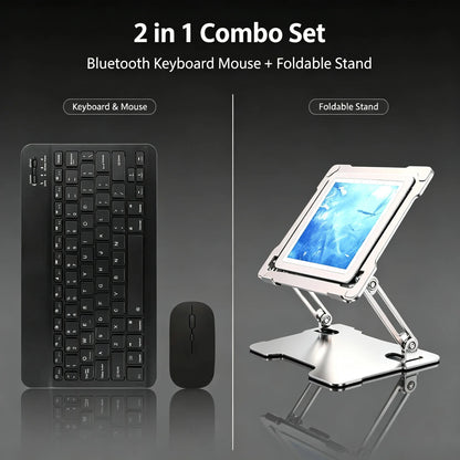 Bluetooth Wireless Keyboard and Mouse Combo Portable Mini Rechargeable for iPad Tablet Mobile Phone Android iOS Windows PC