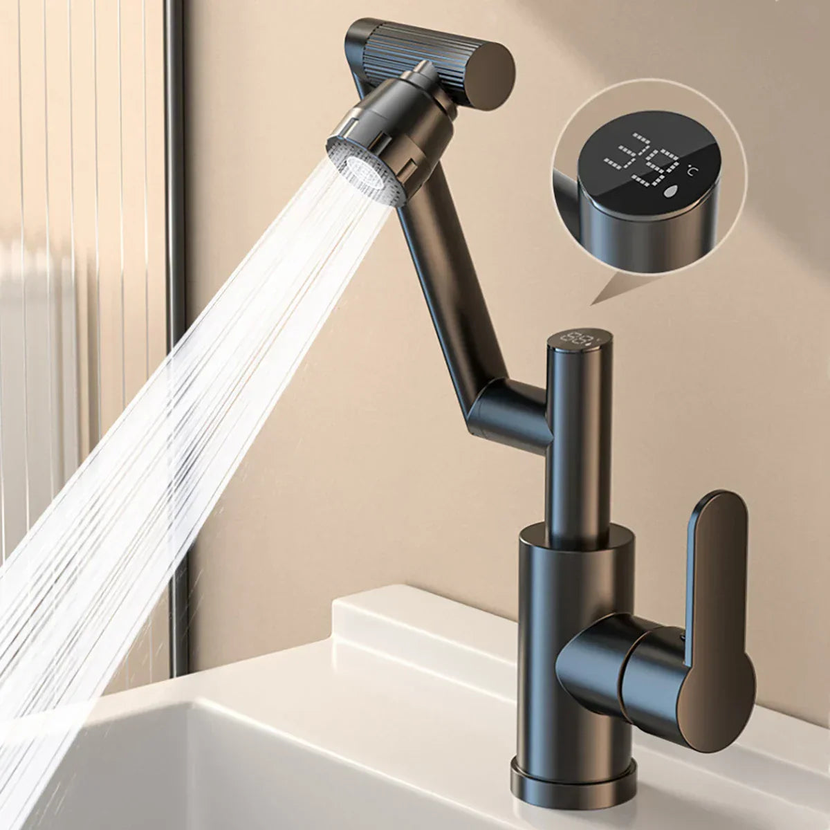 DecorBites™ LED Basin Faucet 360 Rotation Stream Sprayer Hot Cold Water Sink Mixer