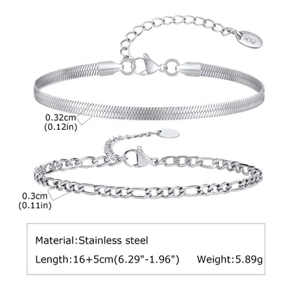 1/2/3pcs Chain Bracelet for, Stainless Steel Twisted Rope Cuban Chain