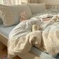 DecorBites™ Lace Duvet Cover Bedding Set 4Pcs French Washed Cotton for Single Double Bed