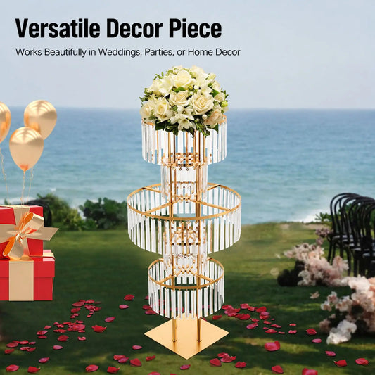 5 Tiers Gold/silver Wedding Centerpieces Flower Stand Vase Centerpiece