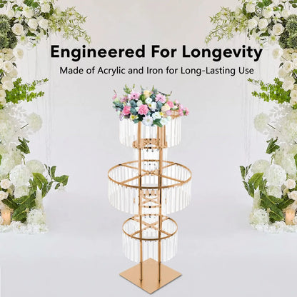 5 Tiers Gold/silver Wedding Centerpieces Flower Stand Vase Centerpiece