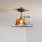 DecorBites™ Green Glass LED Ceiling Lights: Modern Copper Wood Indoor Lamp