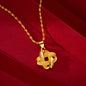 24K Gold Color Flower Pendant Necklaces for Women 18 Inch Water Wave