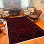 Dark Red Afghan Rug Vintage Distressed Style Washable Area Carpet